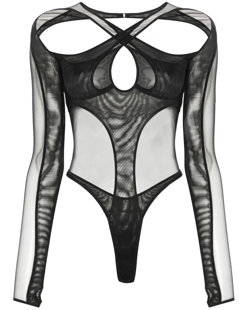 Thierry Mugler Body im Layering-Look - Schwarz Schwarz