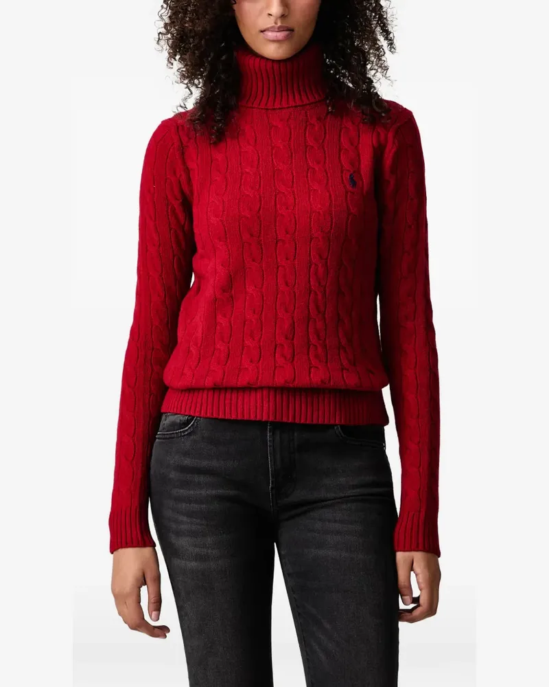 Ralph Lauren Rollkragenpullover mit Zopfmuster - Rot Rot