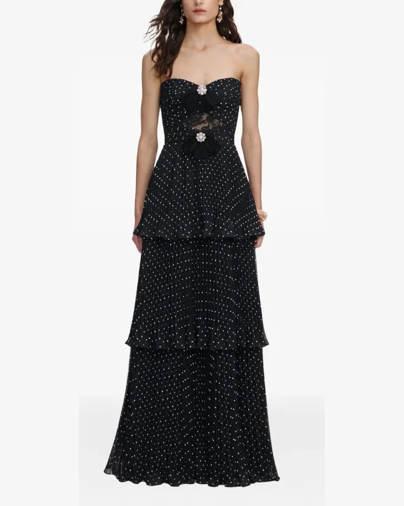 Self-Portrait polka-dot tiered dress - Schwarz Schwarz