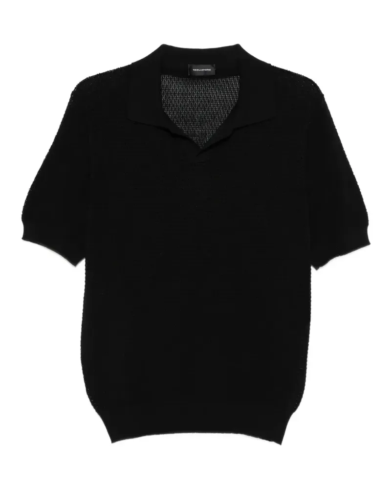 Tagliatore T-Shirt mit Poloshirtkragen - Schwarz Schwarz