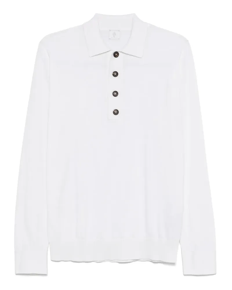 Eleventy Langärmeliges Poloshirt - Weiß Weiß