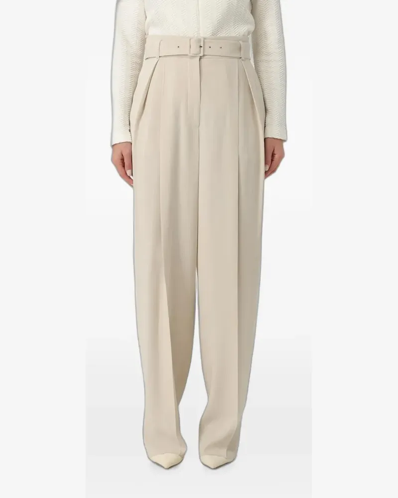 Emporio Armani belted pleated trousers - Nude Nude