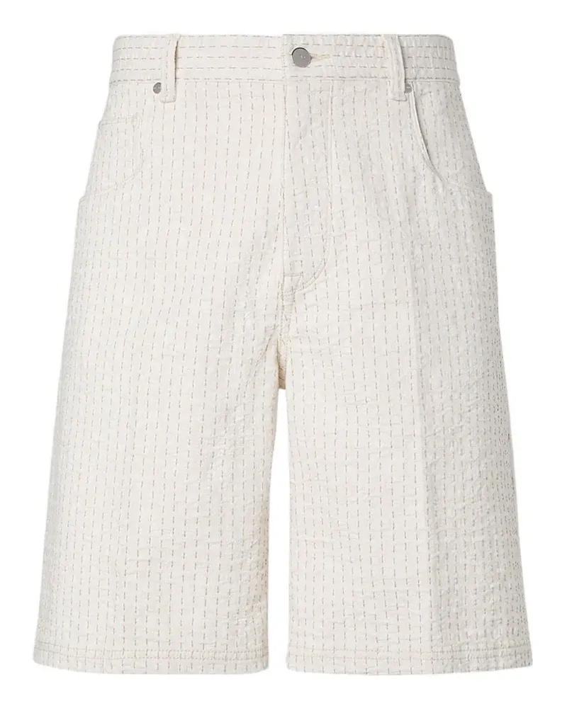 Fendi topstitched logo-patch shorts - Nude Nude