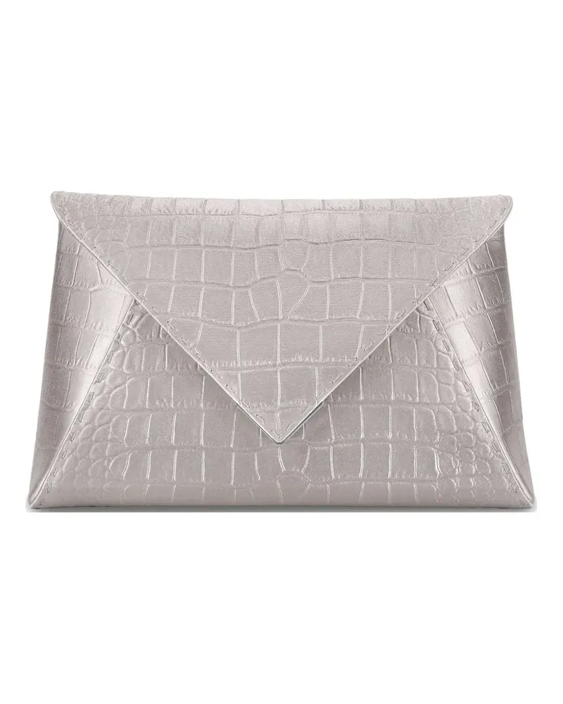 Tyler Ellis Große Lee Pouchet Clutch mit Kroko-Effekt - Grau Grau