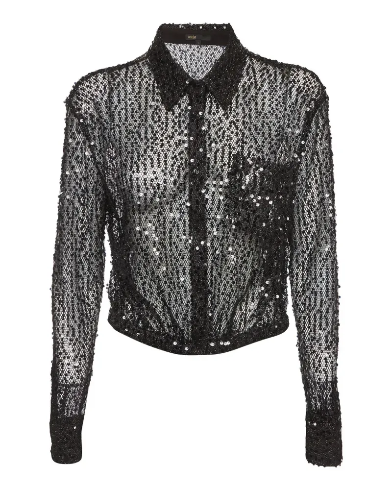 Maje sequin-embellished sheer top - Schwarz Schwarz