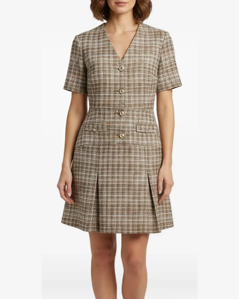 Maje Tweed-Kleid mit Knöpfen - Nude Nude