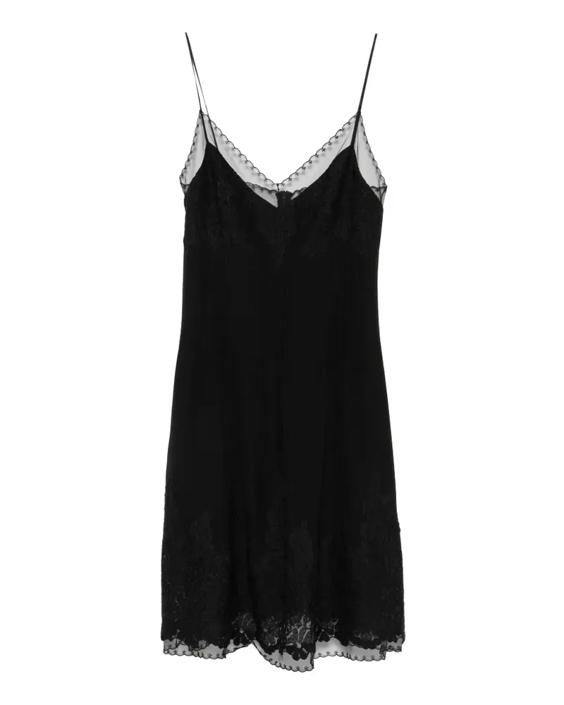 Ermanno Scervino lace-trim pleated midi dress - Schwarz Schwarz