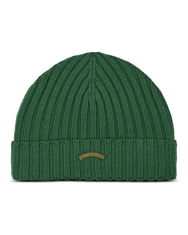 Paul & Shark Gerippte Beanie - Grün Grün