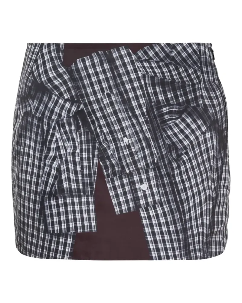 WE 11 DONE Trompe oeil checked skirt - Schwarz Schwarz