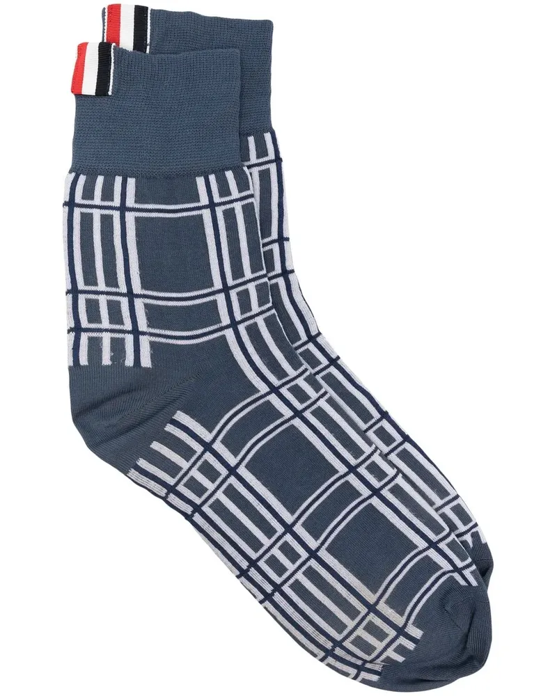 Thom Browne Karierte Jacquard-Socken - Blau Blau