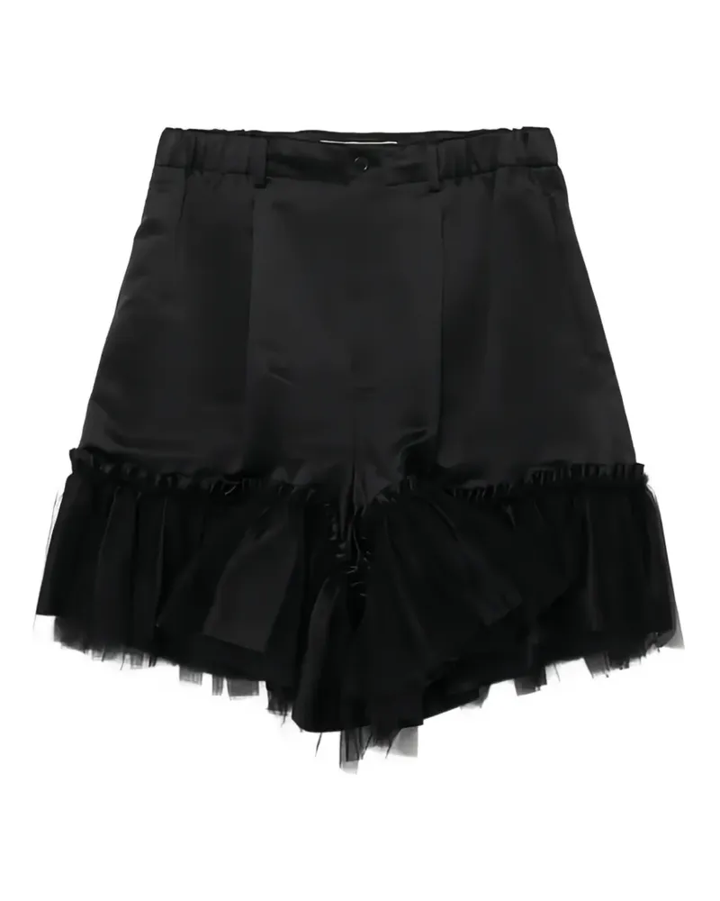 Noir Kei Ninomiya tulle-trim shorts - Schwarz Schwarz