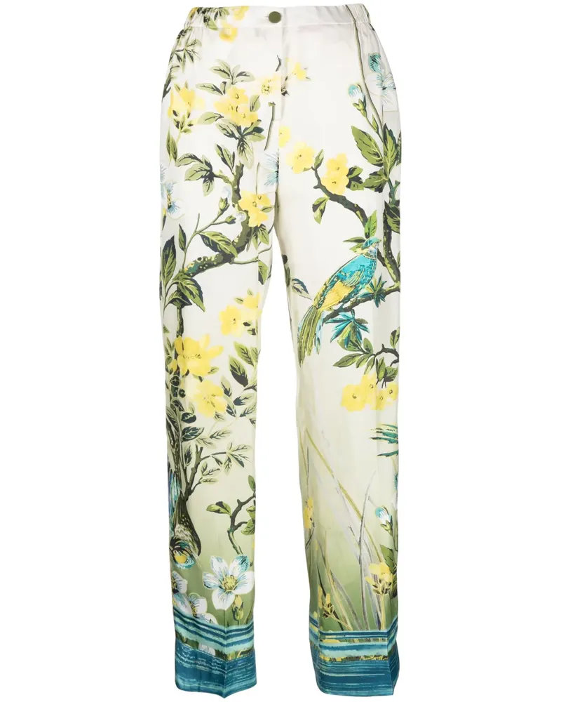 For Restless Sleepers Seidenhose mit Blumen-Print - Nude Nude