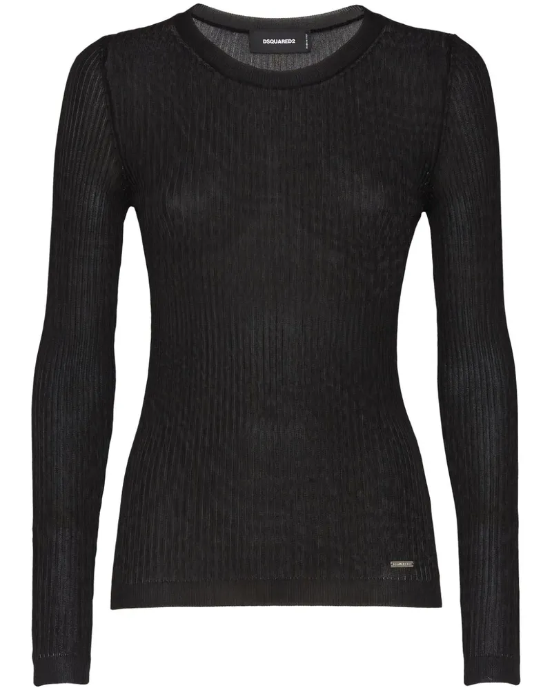 Dsquared2 Fein gerippter Pullover - Schwarz Schwarz
