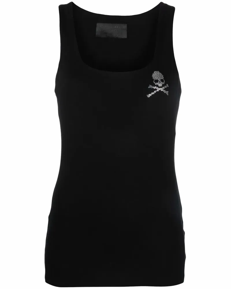 Philipp Plein Top mit Strass - Schwarz Schwarz