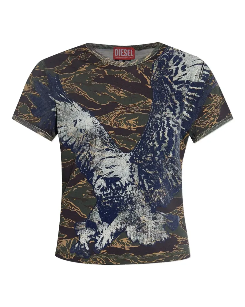 Diesel T-Shirt mit Camouflage-Print - Blau Blau