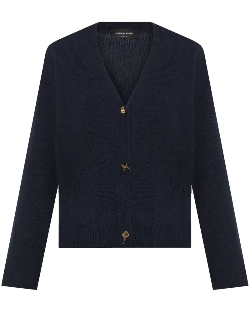 Fabiana Filippi Kaschmircardigan mit V-Ausschnitt - Blau Blau