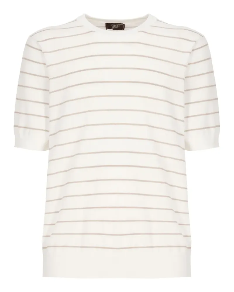 Peserico Gestreiftes T-Shirt - Weiß Weiß