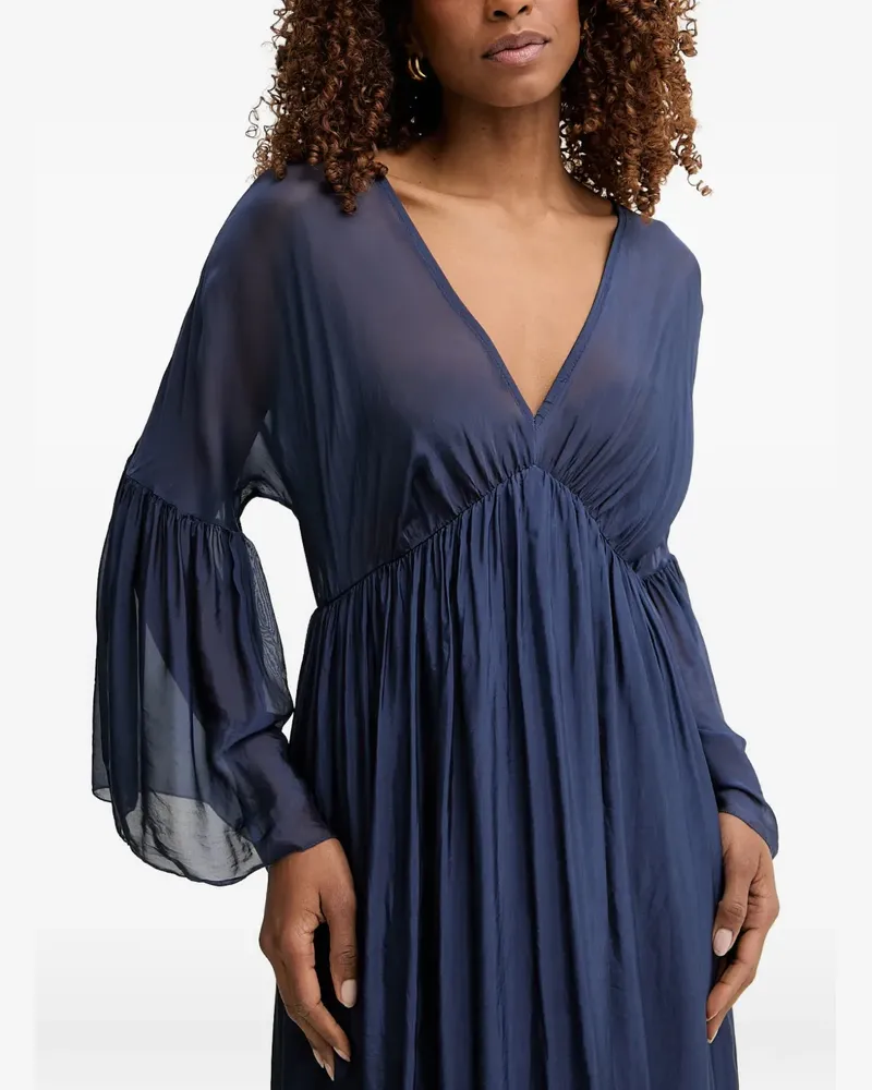 HAVEONE pleated V-neck maxi dress - Blau Blau