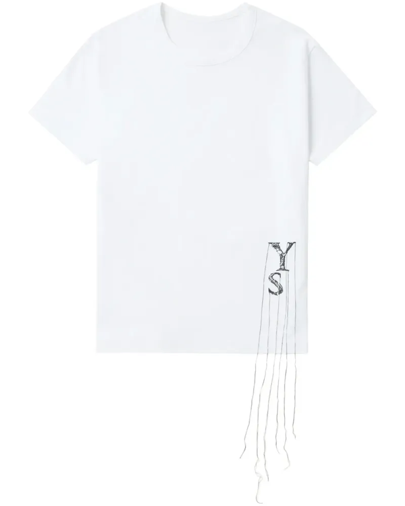 Yohji Yamamoto T-Shirt mit Logo-Verzierung - Weiß Weiß