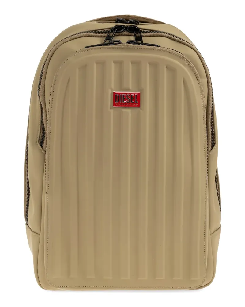 Diesel ribbed logo-plaque backpack - Nude Nude
