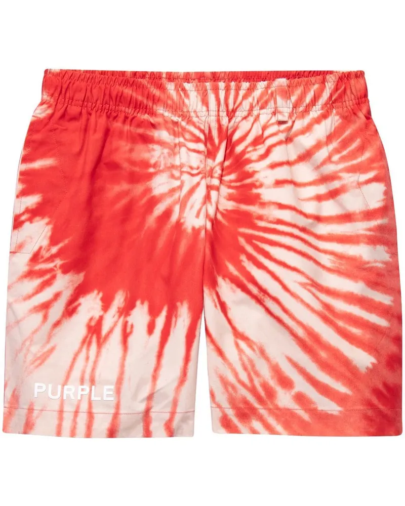 PURPLE BRAND Shorts mit Batikmuster Rot