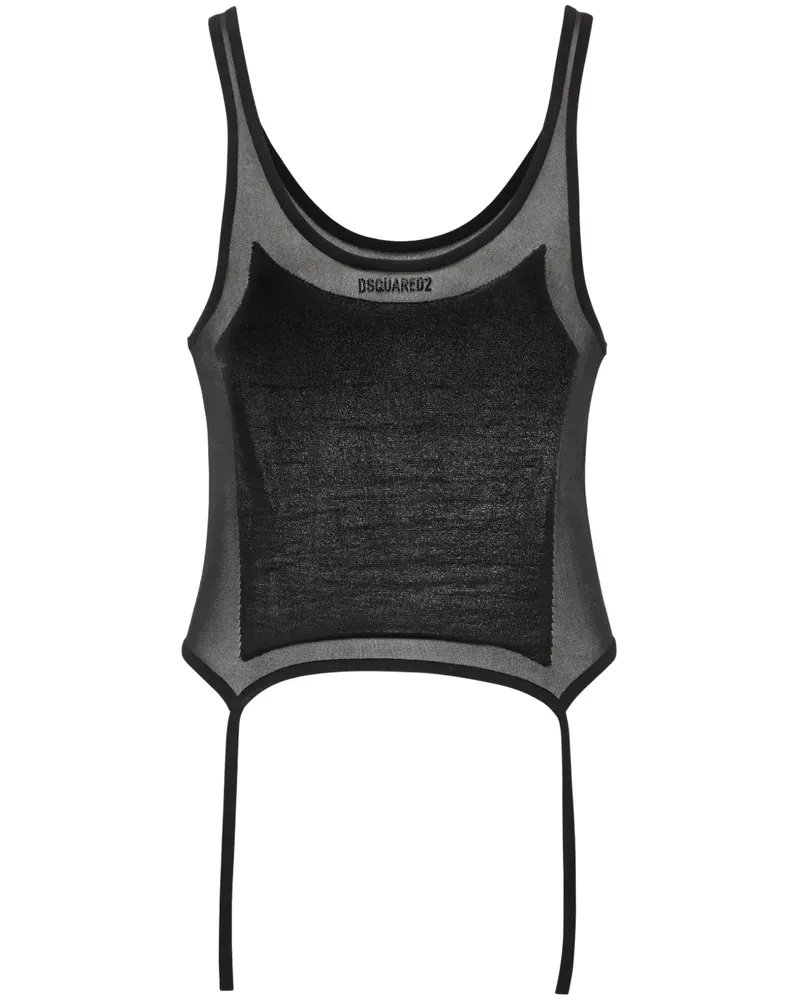 Dsquared2 Semi-transparentes Trägershirt - Schwarz Schwarz