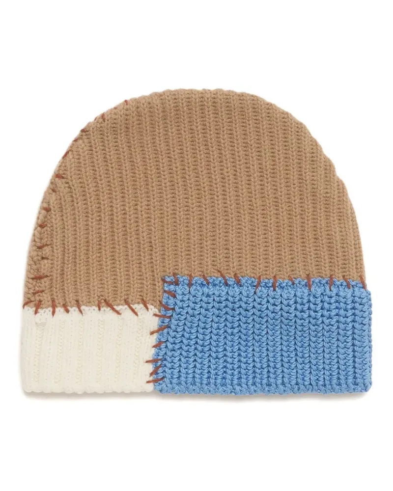 Marni cable-knit colour-block beanie - Nude Nude