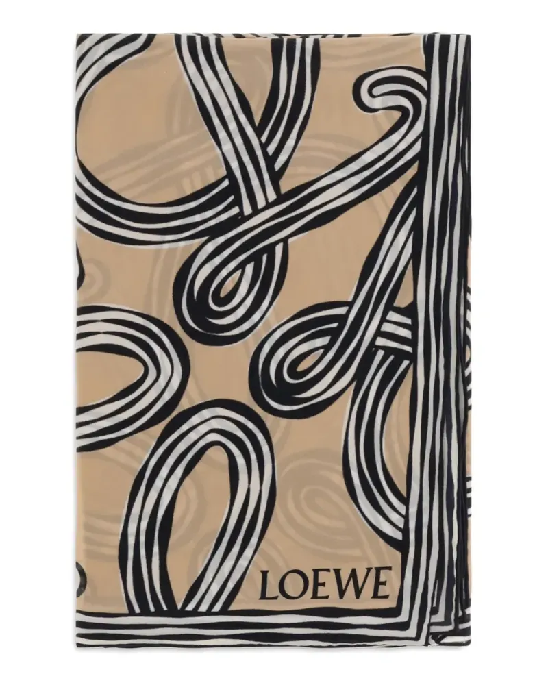 Loewe Anagram-print silk scarf - Nude Nude
