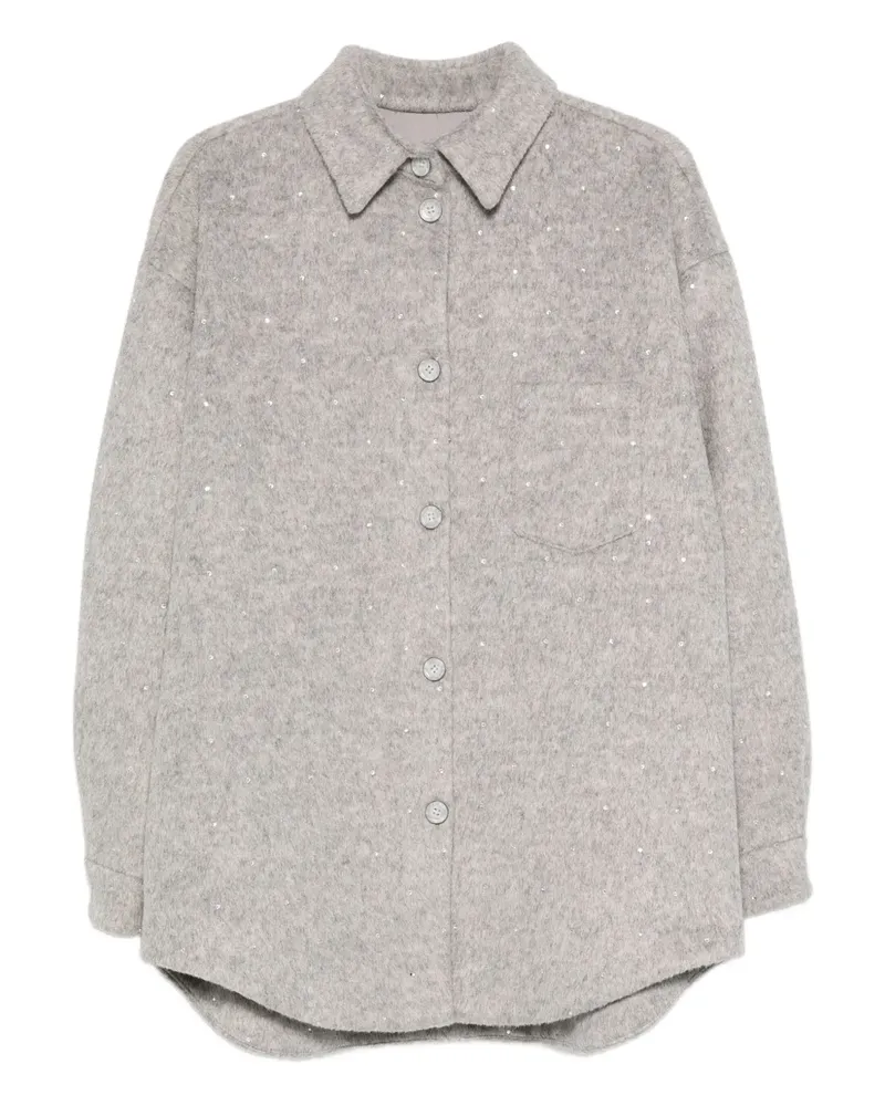 Forte Couture Hemd mit Pailletten - Grau Grau