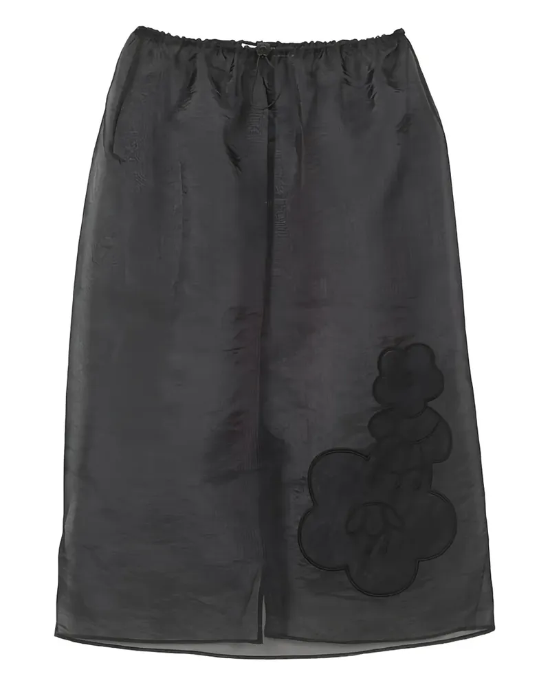 Cecilie Bahnsen Bambi Midirock mit Blumenstickerei - Schwarz Schwarz