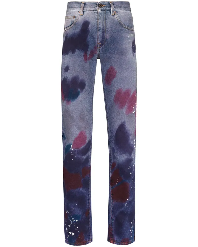OFF-WHITE Jeans mit Farbklecks-Print - Blau Blau