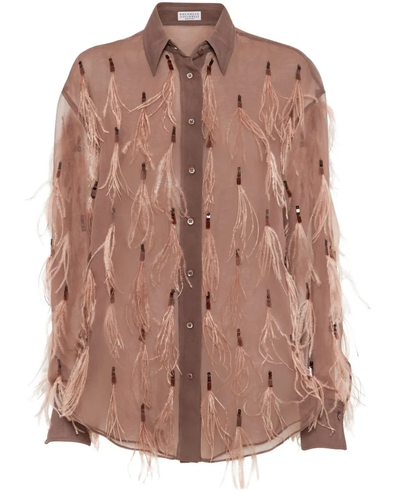 Brunello Cucinelli Hemd mit Federdetail - Braun Braun