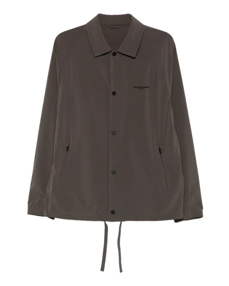 Emporio Armani logo-embroidered raglan-sleeve jacket - Braun Braun