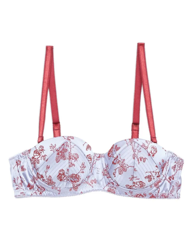 Fleur Du Mal Balconette-BH aus Rosen-Jacquard - Blau Blau