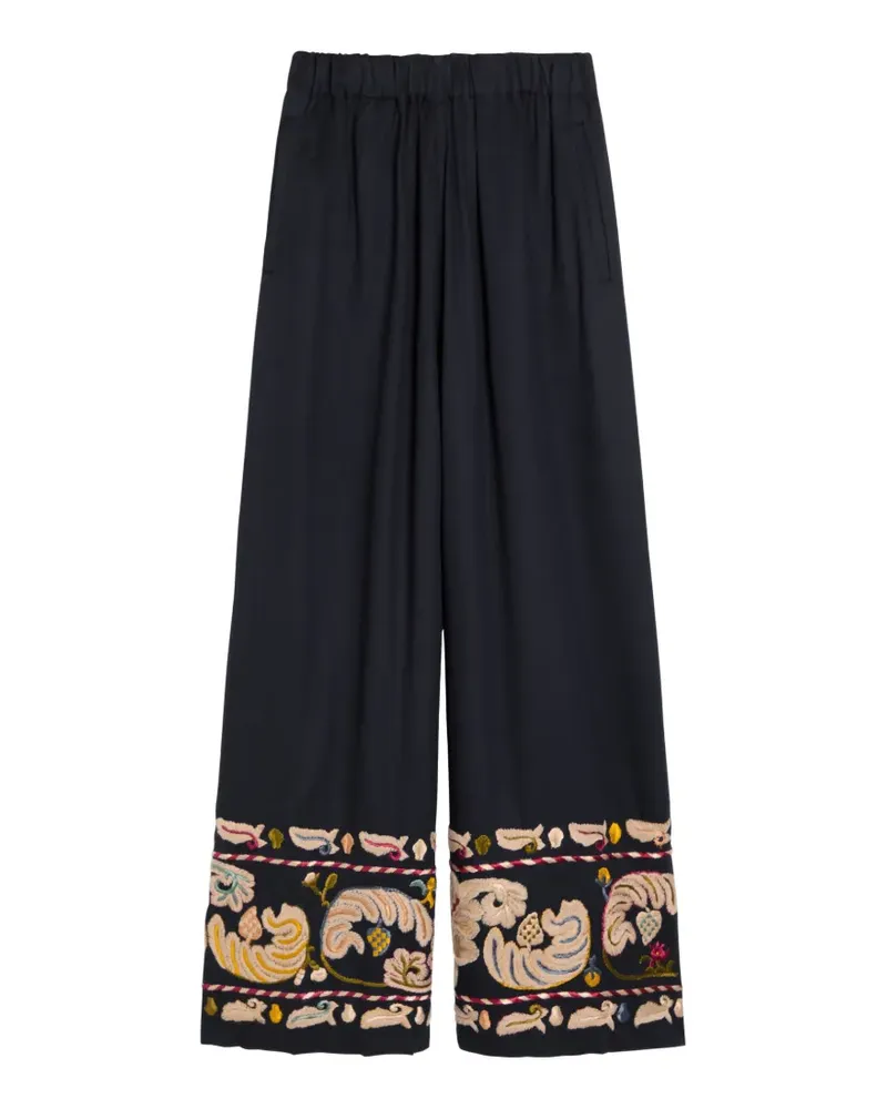 BODE embroidered wide-leg trousers - Blau Blau