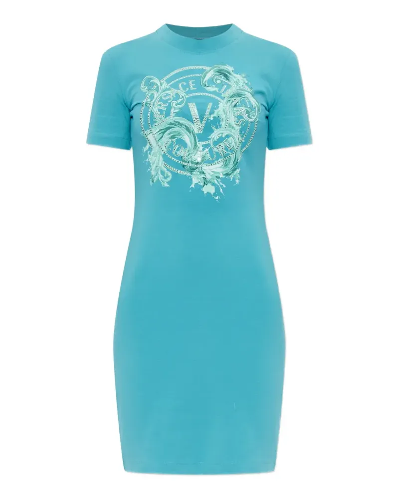 Versace Jeans embellished graphic dress - Blau Blau