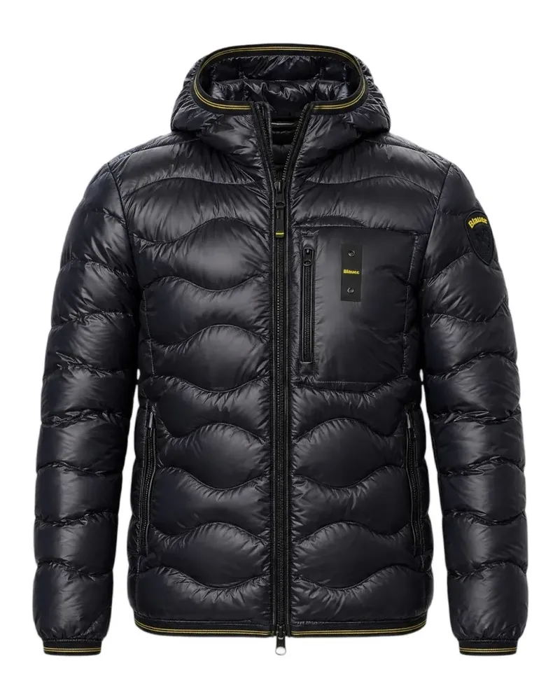 Blauer Wave quilted hooded jacket Blau