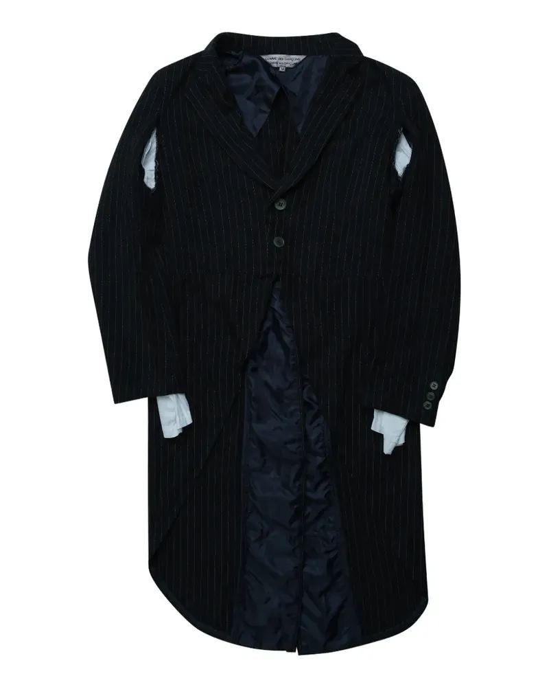 Comme des Garçons pinstripe-pattern cutout coat - Schwarz Schwarz