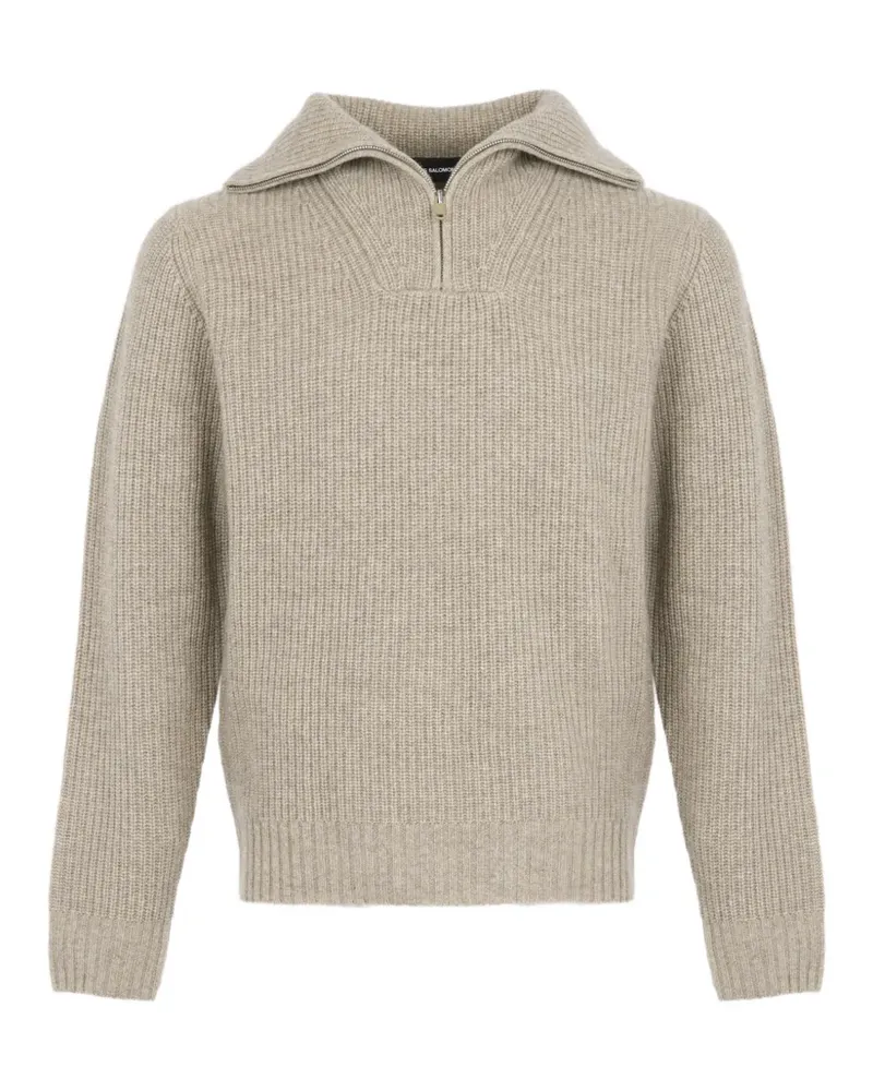 Yves Salomon Gerippter Pullover mit Reißverschluss - Nude Nude