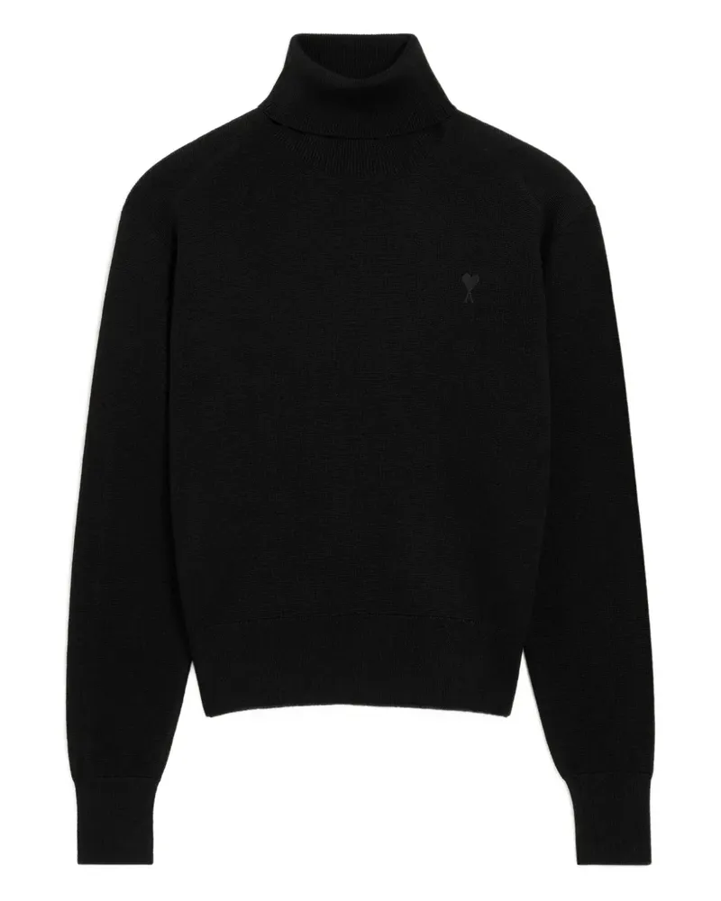 AMI Paris Rollkragenpullover mit Ami de Coeur-Stickerei - Schwarz Schwarz