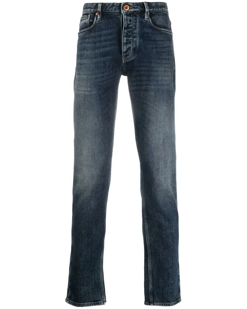 Emporio Armani Gerade Jeans mit Stone-Wash-Effekt - Blau Blau