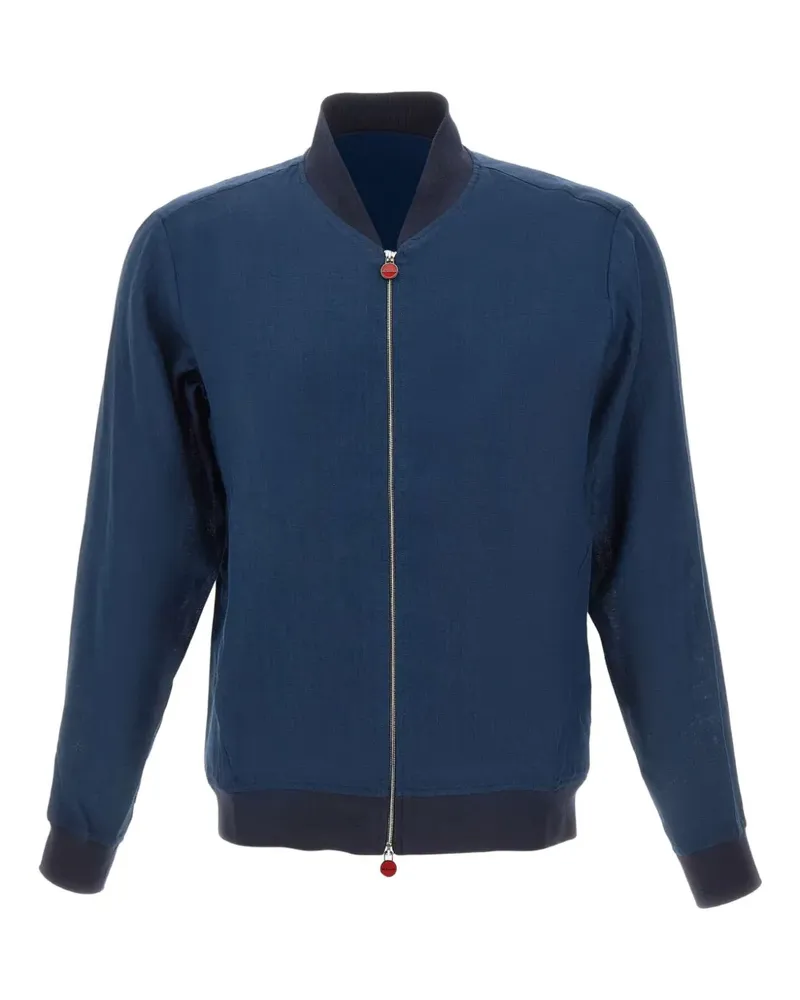 Kiton zip-up linen jacket - Blau Blau