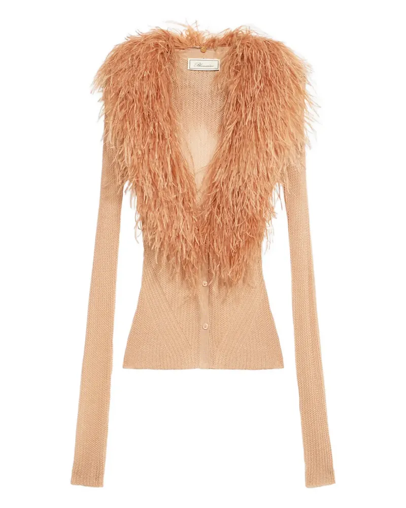 Blumarine feather-collar cardigan - Rosa Rosa