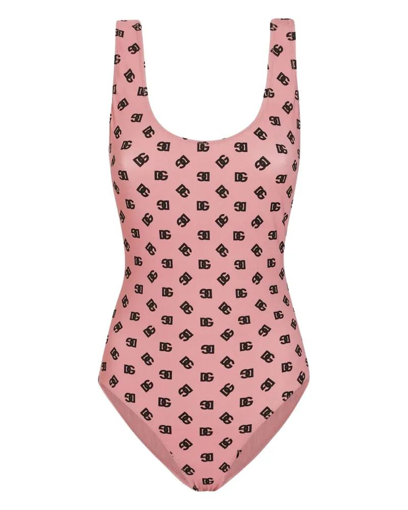 Dolce & Gabbana Badeanzug mit Logo-Print - Rosa Rosa