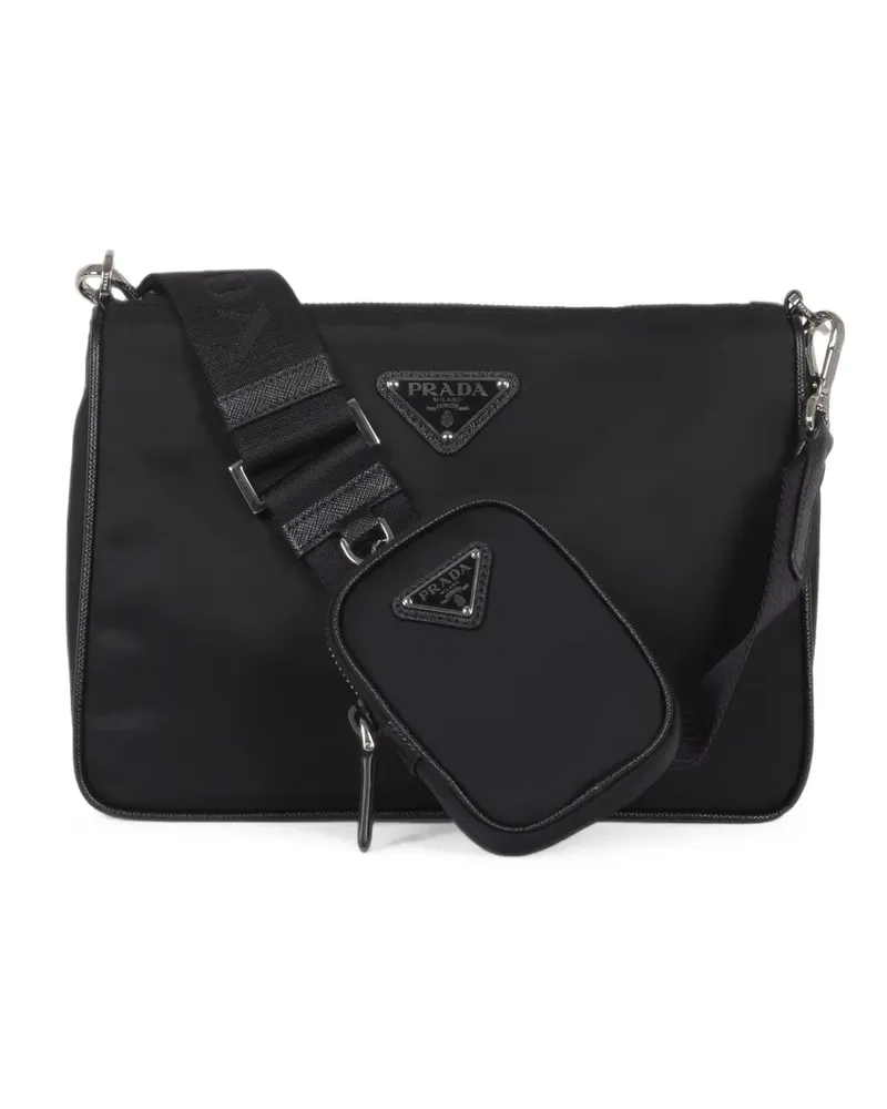 Prada Re-Nylon and Saffiano-leather shoulder bag - Schwarz Schwarz