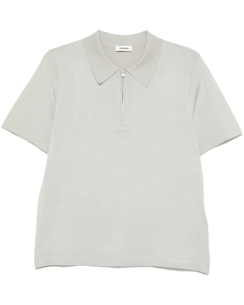 Sandro Fein gestricktes Poloshirt - Grau Grau