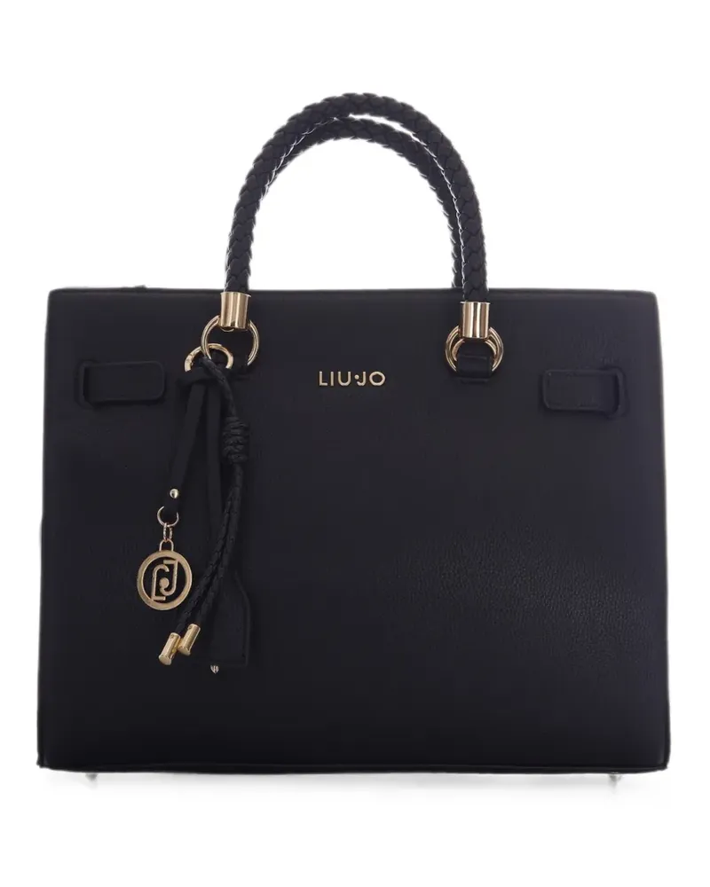 Liu Jo Logo-Schultertasche mit geflochtenem Henkel - Schwarz Schwarz