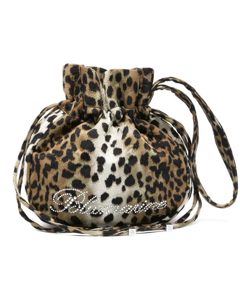 Blumarine Satin-Clutch mit Print - Braun Braun