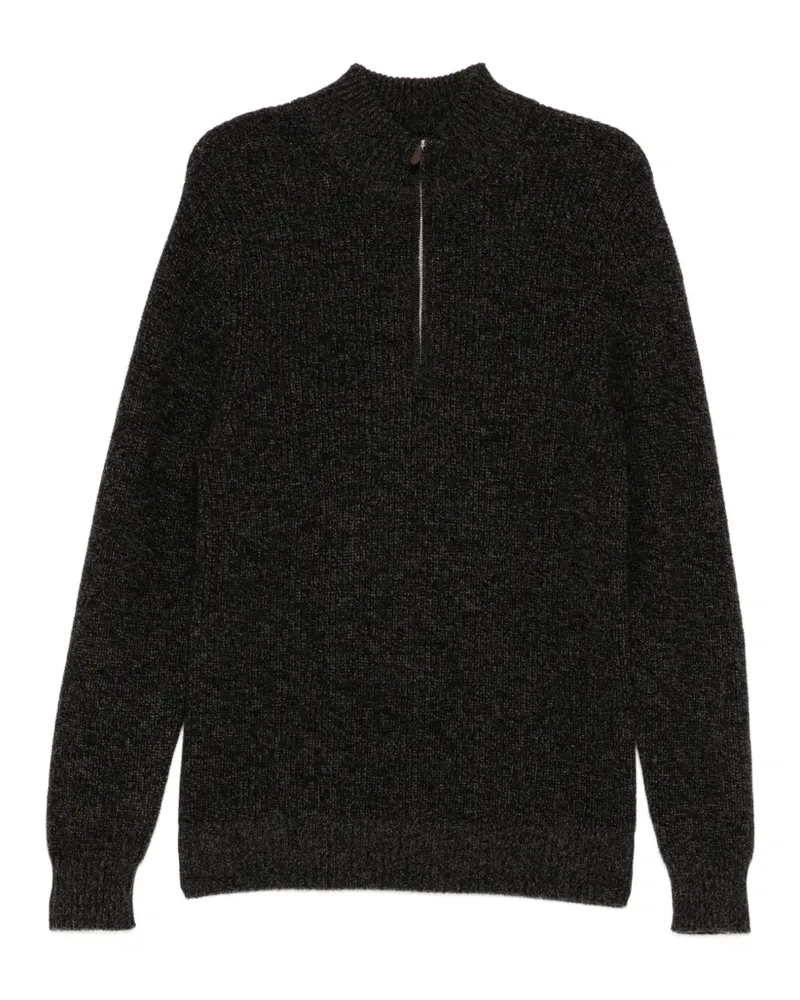 N.Peal Gerippter Pullover mit Reißverschluss - Grau Grau