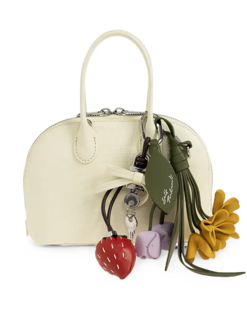 Self-Portrait lizard-effect bowling mini bag - Gelb Gelb